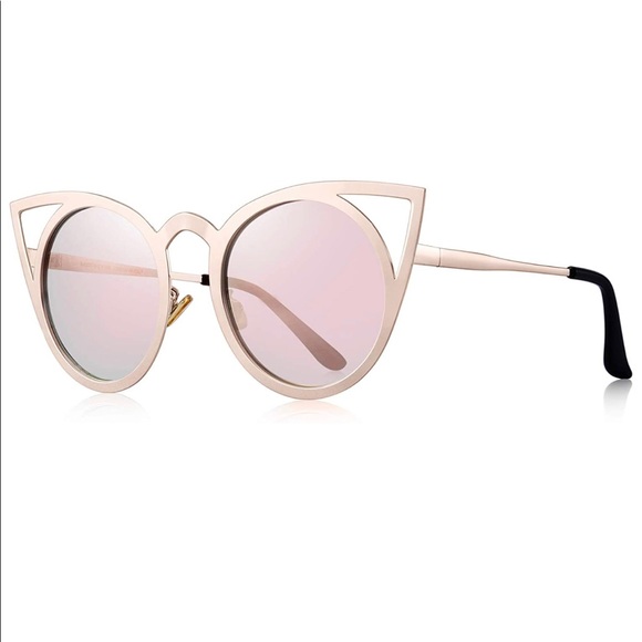 Accessories - Rose Gold Mirror Cat Eye Sunglasses